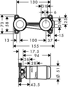 Встраиваемый смеситель для раковины Hansgrohe 13622180 купить в интернет-магазине сантехники Sanbest