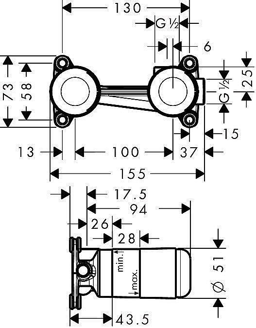Встраиваемый смеситель для раковины Hansgrohe 13622180 купить в интернет-магазине сантехники Sanbest