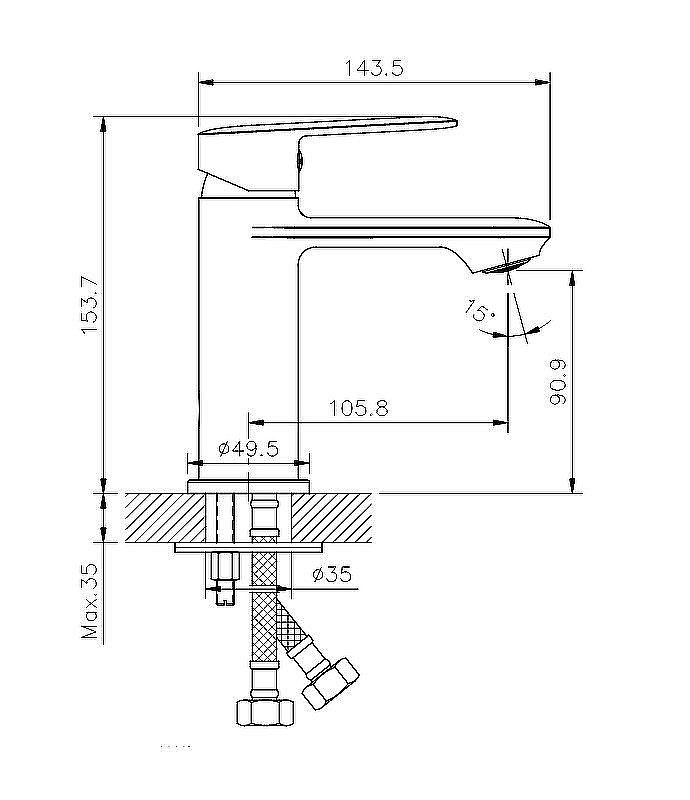 Смеситель для раковины Koller Pool Line LN0200 купить в интернет-магазине сантехники Sanbest