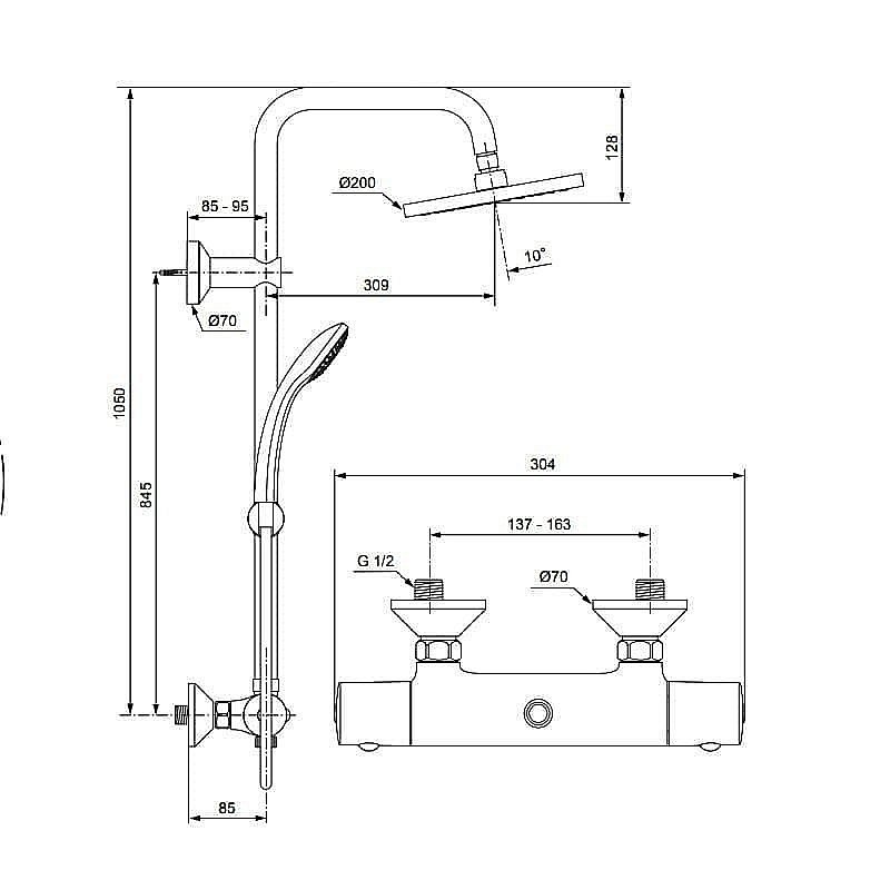 Душевая система Ideal Standard IdealRain Eco A6037AA купить в интернет-магазине сантехники Sanbest