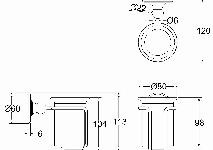 Стакан Burlington A2 CHR хром купить в интернет-магазине сантехники Sanbest
