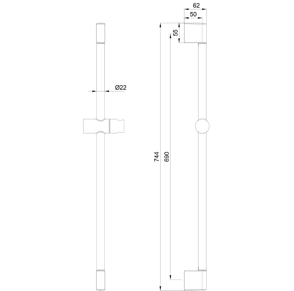 Душевая штанга WONZON & WOGHAND, Черный матовый (WW-SL03-MB) купить в интернет-магазине сантехники Sanbest
