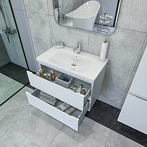 Тумба с раковиной Caprigo Forte 80 два ящика, бланж для ванной в интернет-магазине Sanbest
