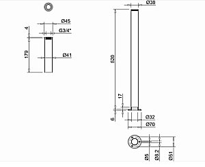 Трубы подвода воды Burlington W6 BNKL шлифованный никель купить в интернет-магазине сантехники Sanbest