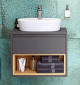 Тумба с раковиной Excellent TUTO MLEX.0102.600.GRBL 60 серый/дуб для ванной в интернет-магазине Sanbest