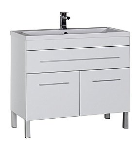 Тумба с раковиной Aquanet Верона 90/Aquanet Нота-90 напольная с ящиком и 2 дверками белая глянцевая для ванной в интернет-магазине Sanbest