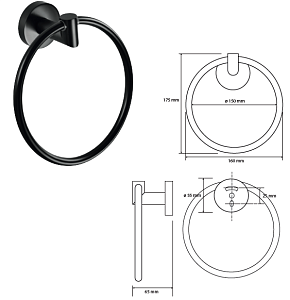 Кольцо для полотенец Bemeta Dark 104204060 купить в интернет-магазине сантехники Sanbest