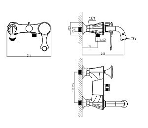 Смеситель для ванны Bronze de Luxe Yasmina T800/B01 хром купить в интернет-магазине сантехники Sanbest
