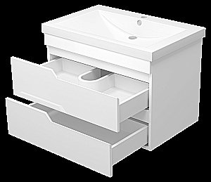 Тумба с раковиной Misty Софт - 75 П-Соф-01075-011П2Я белая для ванной в интернет-магазине Sanbest