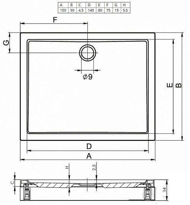 Душевой поддон Riho Davos 265 150x90 D002002005 белый купить в интернет-магазине Sanbest