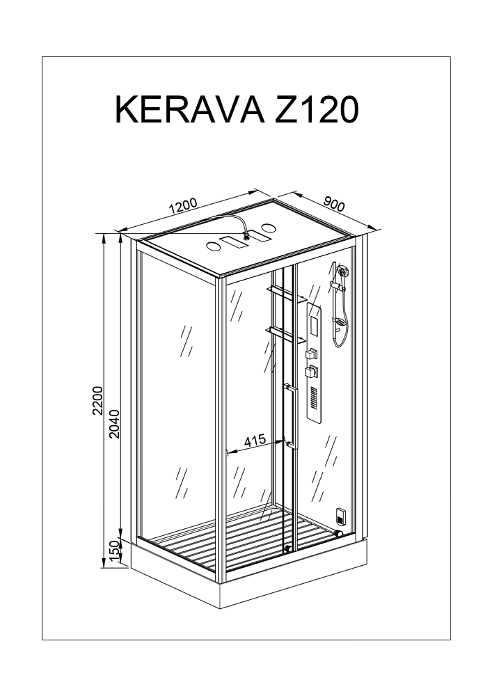 Душевая кабина Deto Серия Z Z120 KERAVA 120x90 купить в интернет-магазине Sanbest