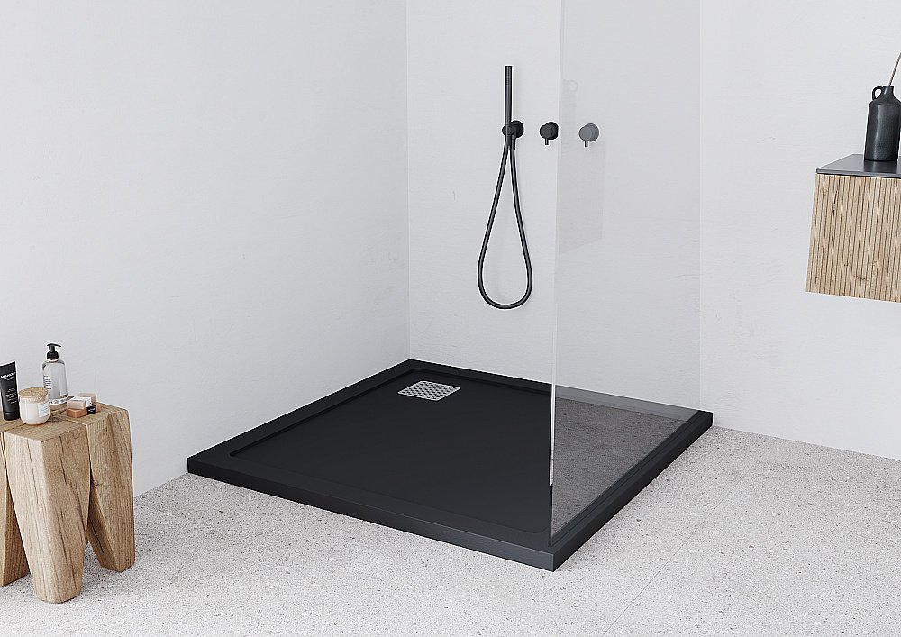 Душевой поддон Taliente PTA-ST-100Bstone 100х100 черный матовый купить в интернет-магазине Sanbest