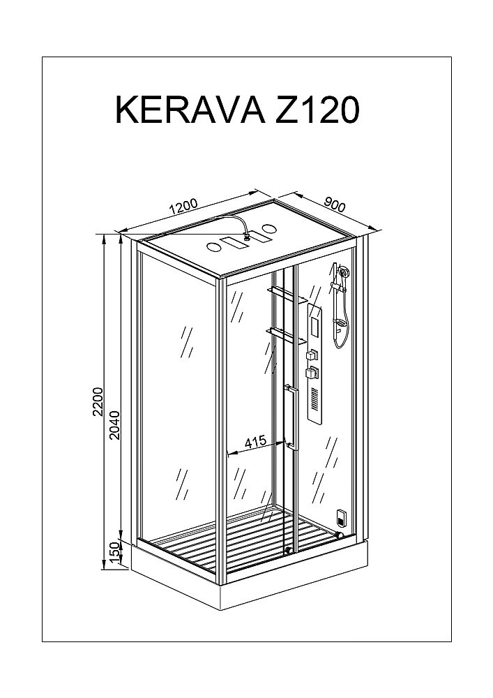 Душевая кабина DTO Серия Z Z120 KERAVA 120x90 купить в интернет-магазине Sanbest