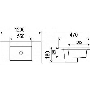 Раковина WeltWasser WW DEILBACH 7506-120 MT- BL черная матовая купить в интернет-магазине Sanbest