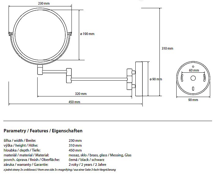 Косметическое зеркало Bemeta Dark 112201510 31 купить в интернет-магазине сантехники Sanbest