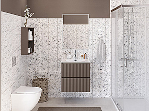Тумба с раковиной BelBagno 60 UNO-MINI-600-2C-SO-СO+BB-8099-3-60 бежевая матовая для ванной в интернет-магазине Sanbest