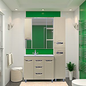 Зеркало со шкафом Misty Кристи 90 П-Кри02090-031СвП бежевый в ванную от интернет-магазине сантехники Sanbest