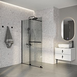 Душевая перегородка Niagara Nova 120 NG-671-12BLACK профиль черный матовый/стекло прозрачное купить в интернет-магазине Sanbest