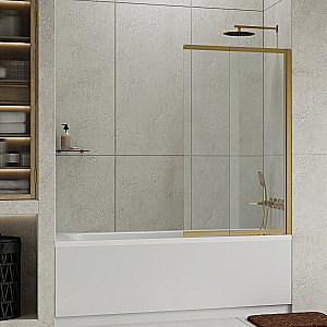 Шторка для ванны WasserKraft Schunter 82S02-80WS 80 стекло прозрачное/профиль матовое золото купить в интернет-магазине Sanbest