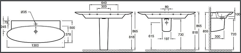 Раковина Jacob Delafon PRESQU`ILE 130 E4435-00 белая купить в интернет-магазине Sanbest