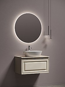 Тумба с раковиной Sancos Very 80 со столешницей, бежевая матовая для ванной в интернет-магазине Sanbest