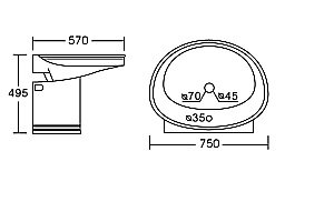 Раковина на полупьедестале CeramaLux N 75 2011 белая купить в интернет-магазине Sanbest