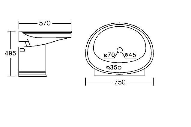 Раковина на полупьедестале CeramaLux N 75 2011 белая купить в интернет-магазине Sanbest