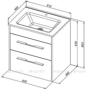 Тумба с раковиной Aquanet Августа 277507 60 белый для ванной в интернет-магазине Sanbest