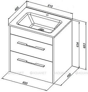 Тумба с раковиной Aquanet Августа 277507 60 белый для ванной в интернет-магазине Sanbest