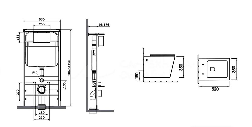 Унитаз подвесной с инсталляцией SantiLine SL-5007T-MR+SL-01/MR красный матовый/кнопка красная матовая, безободковый, с крышкой микролифт, слив торнадо купить в интернет-магазине Sanbest