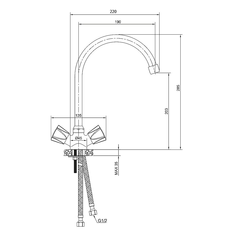 Смеситель для кухни Olive's CATALONA 23430CT хром купить в интернет-магазине сантехники Sanbest