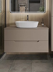 Тумба с раковиной Orange Line 100 Li-100TuLMDF+B08-500W латте/белый для ванной в интернет-магазине Sanbest