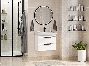 Тумба с раковиной Misty Клермонт - 60 Э-Кле01060-011П2Я белая для ванной в интернет-магазине Sanbest