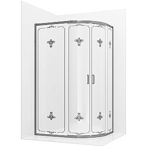 Душевой уголок Ambassador Royal 18015102 120х90 стекло белое с декором/профиль хром купить в интернет-магазине Sanbest