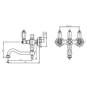 Смеситель для ванны Caprigo Adria Classic Metal 03M-518-vot бронза купить в интернет-магазине сантехники Sanbest