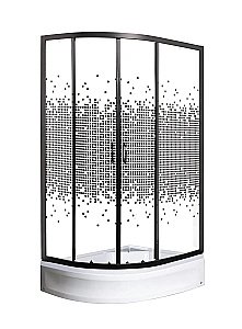 Душевой уголок с поддоном МОНОМАХ ДУ 100/80/180 МЗ BL L/R 10000012459 70x100 стекло прозрачное с рисунком/профиль черный купить в интернет-магазине Sanbest