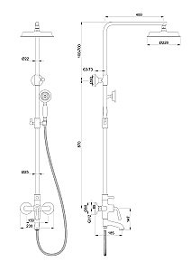 Душевая система WONZON & WOGHAND STEAM, Темный графит (WW-88739008-BGM) купить в интернет-магазине сантехники Sanbest