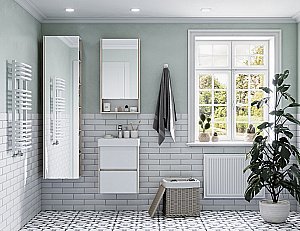 Тумба с раковиной Акватон Сканди 45 белая/дуб верона для ванной в интернет-магазине Sanbest