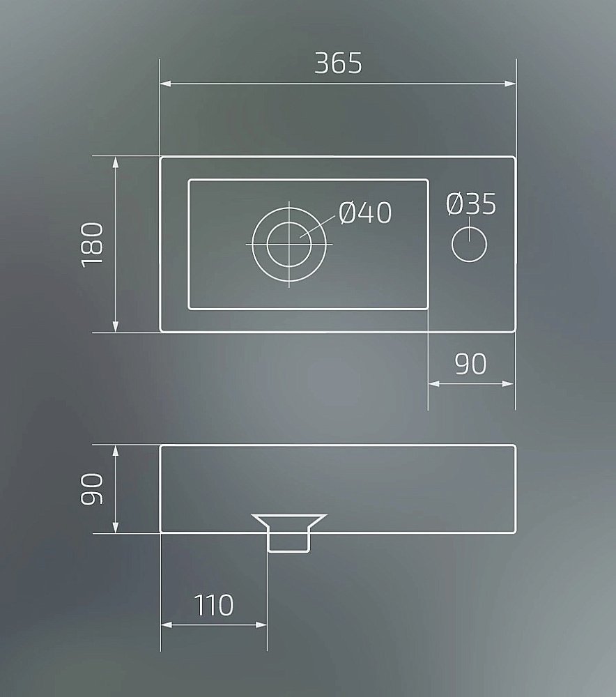 Раковина подвесная Gid Suspendido 36,5 Bm9272 62203L  черная матовая купить в интернет-магазине Sanbest