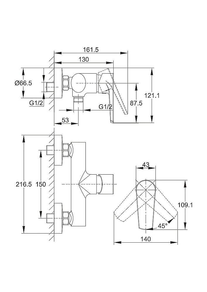 Смеситель для душа Cersanit MODUO 64099 купить в интернет-магазине сантехники Sanbest