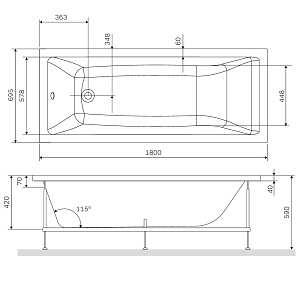 Ванна акриловая AM.PM Gem W93A-180-070W-A 180x70 купить в интернет-магазине Sanbest