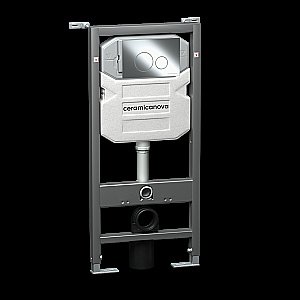 Унитаз подвесной Ceramica Nova Balearica CN6000_1001M_1000 безободковый, с крышкой микролифт, с инсталляцией и кнопкой матовый хром купить в интернет-магазине Sanbest