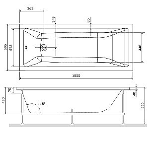 Ванна акриловая AM.PM Gem W93A-180-070W-A 180x70 купить в интернет-магазине Sanbest