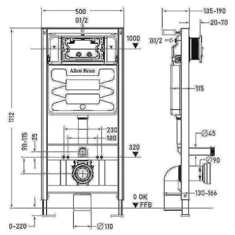 Инсталляция для унитаза Allen Brau Pneumatic 9.11100.20 купить в интернет-магазине сантехники Sanbest