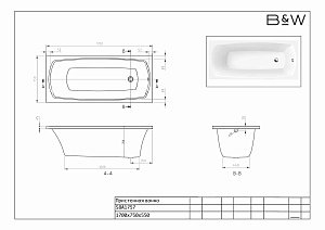 Акриловая ванна Black&White Swan SBA1757 170x75 белая купить в интернет-магазине Sanbest