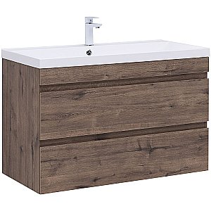 Тумба с раковиной Aquanet Нота new 100 334194 дуб веллингтон табак для ванной в интернет-магазине Sanbest