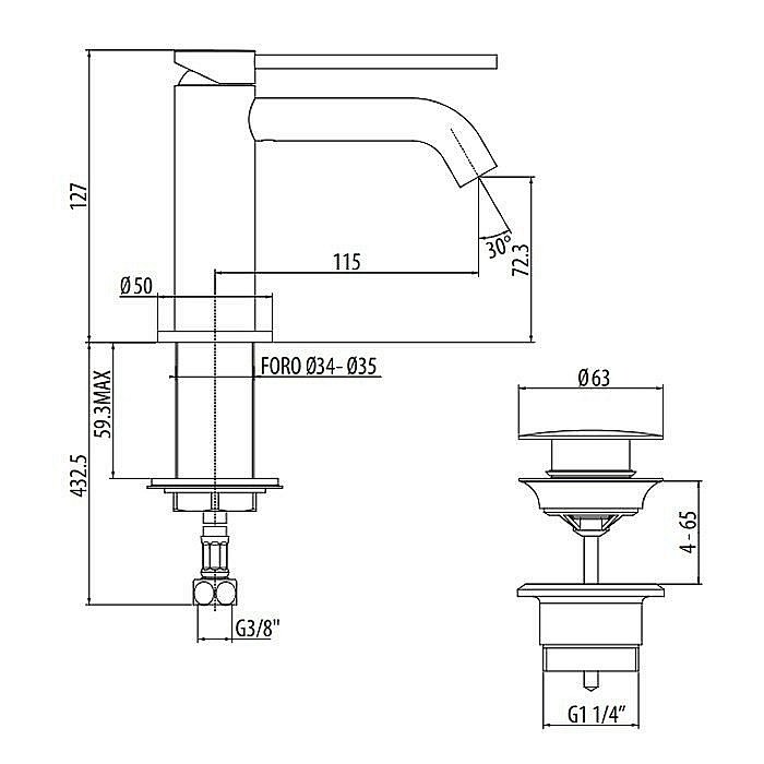 Смеситель для раковины Gattoni Circle Two 9140/91NO купить в интернет-магазине сантехники Sanbest