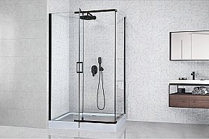 Душевой уголок Royal Bath HPV RB8140HPV-T-BL 140х80 прозрачное стекло/черный профиль купить в интернет-магазине Sanbest