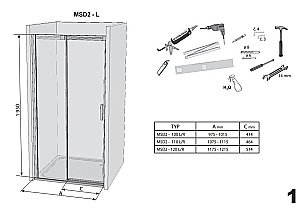 Душевая дверь Ravak Matrix MSD2 110 сатин купить в интернет-магазине Sanbest