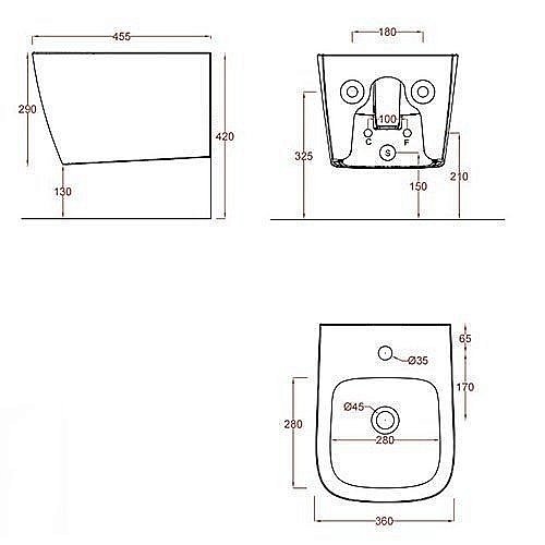 Биде подвесное Artceram A16 Mini белый купить в интернет-магазине Sanbest